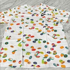 Nike White Tee with Colorful Fruit Graphics